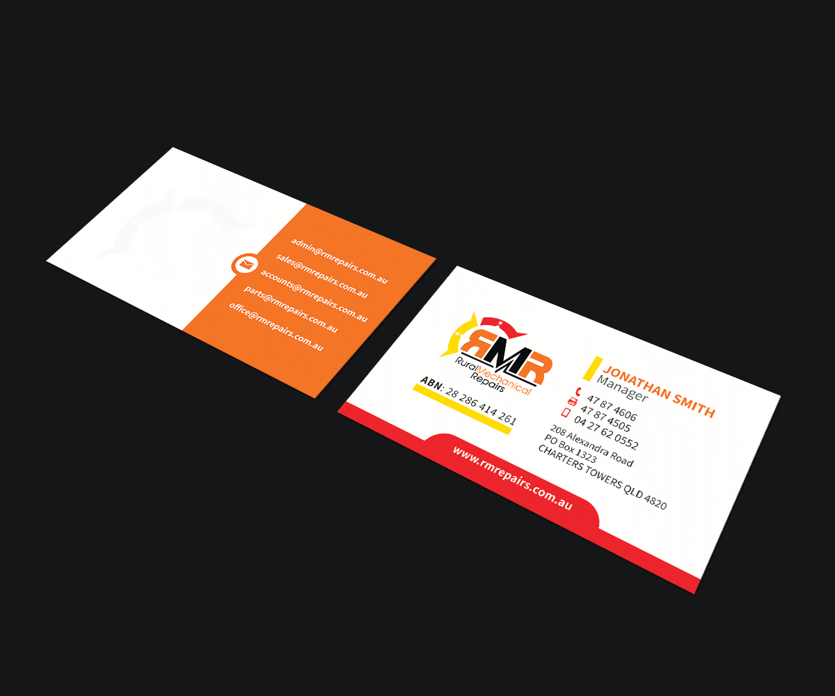 Business Card Design by JK18 for Rural Mechanical Repairs | Design #14917758