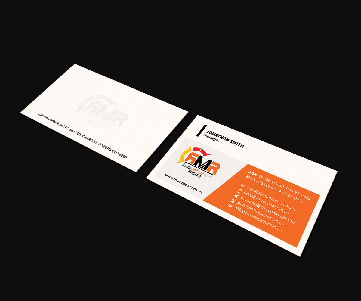 Business Card Design by JK18 for Rural Mechanical Repairs | Design #14948078