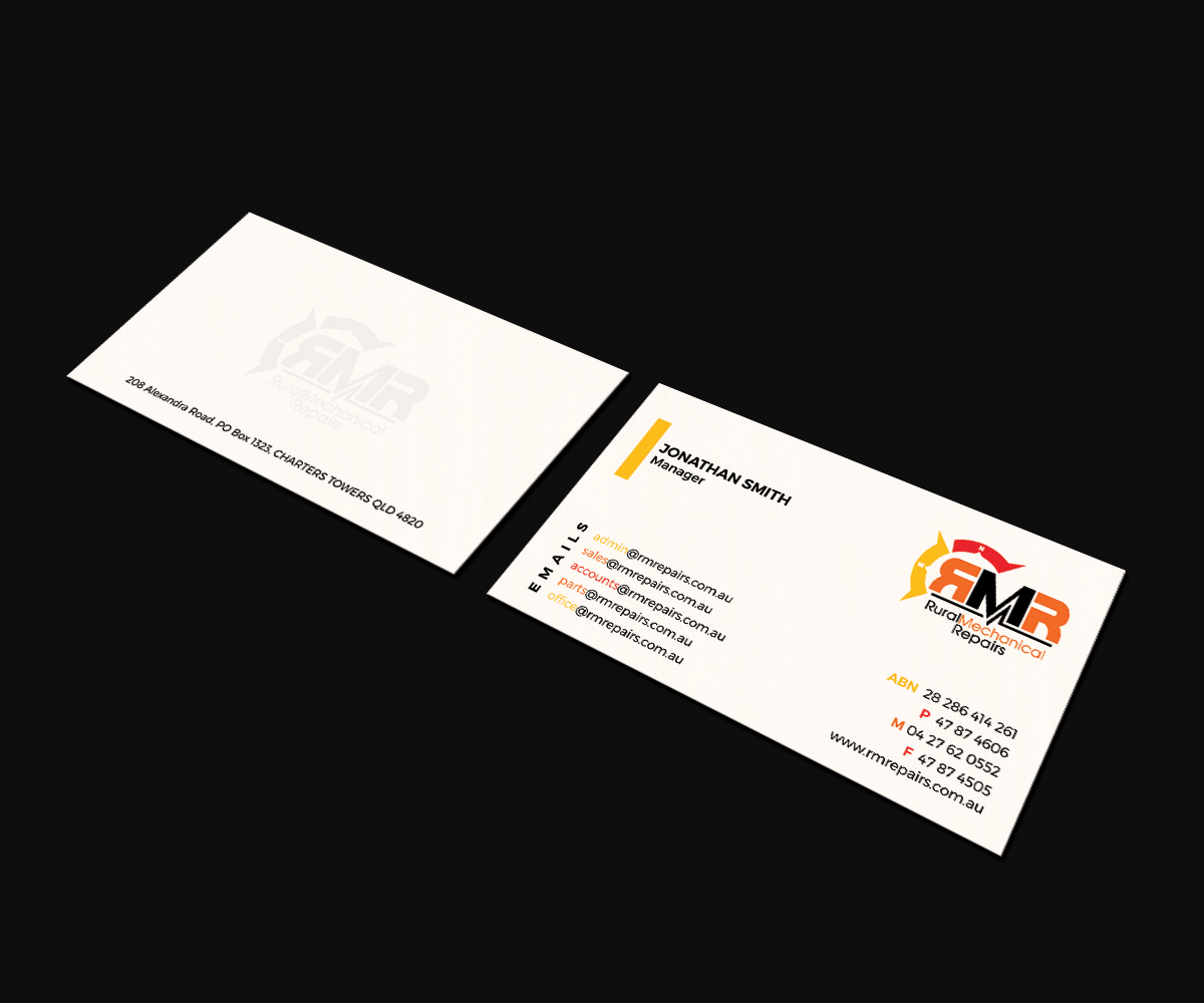 Business Card Design by JK18 for Rural Mechanical Repairs | Design #14948079