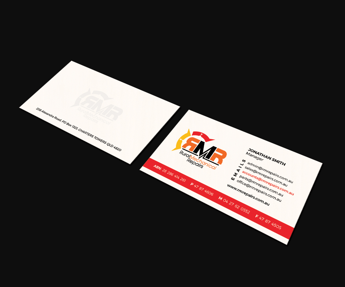 Business Card Design by JK18 for Rural Mechanical Repairs | Design #14948086