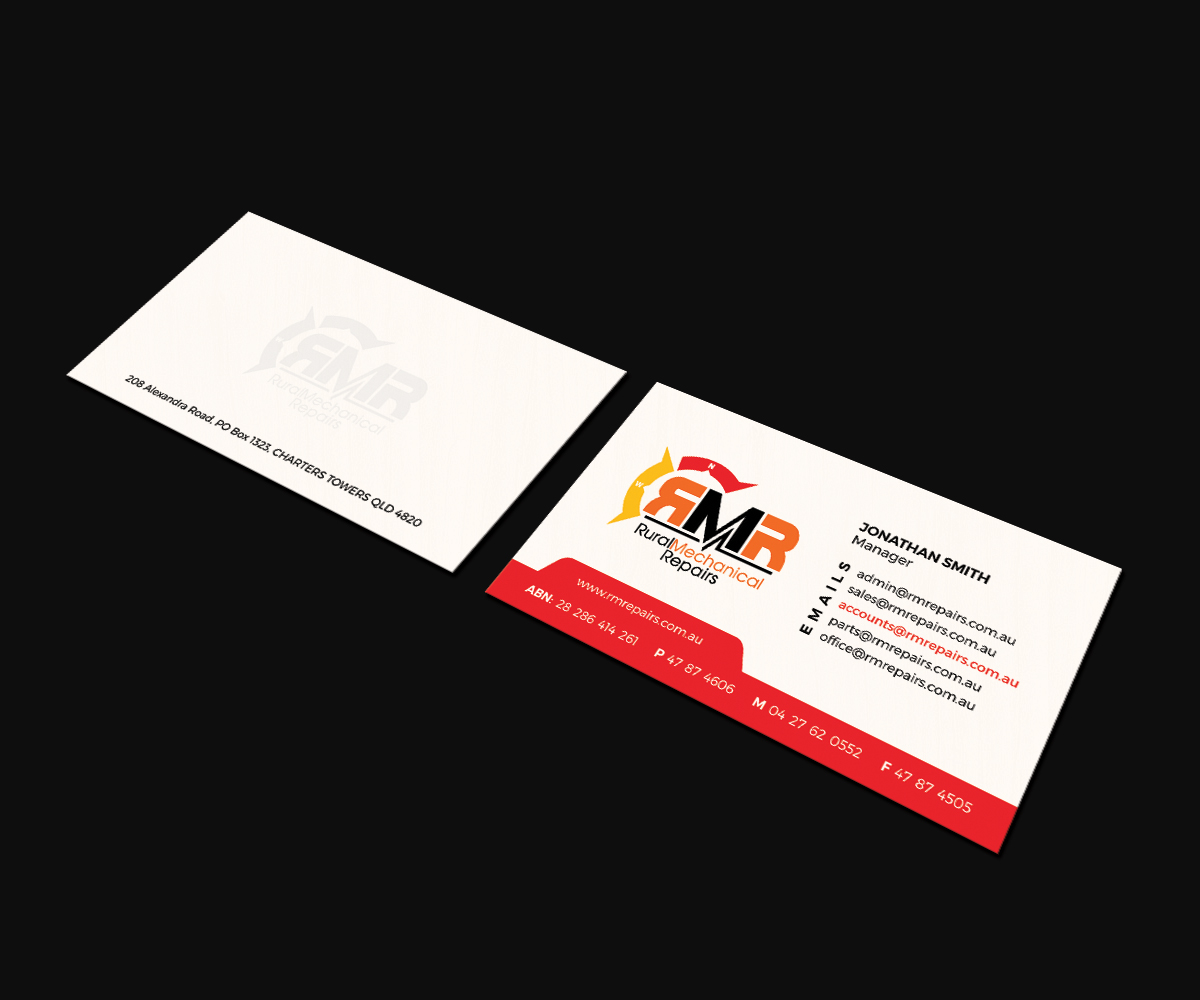 Business Card Design by JK18 for Rural Mechanical Repairs | Design #14948088