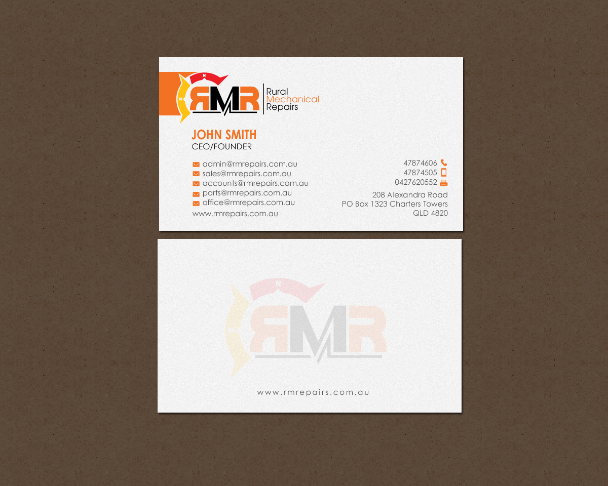 Business Card Design by chandrayaan.creative for Rural Mechanical Repairs | Design #14923315