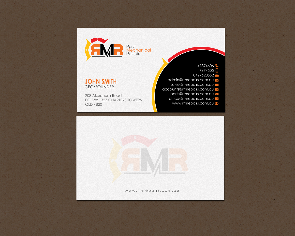 Business Card Design by chandrayaan.creative for Rural Mechanical Repairs | Design #14943700