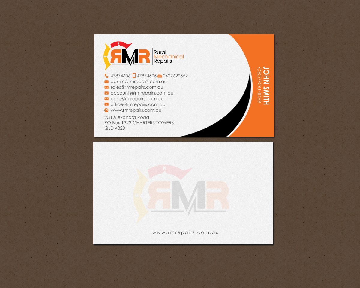 Business Card Design by chandrayaan.creative for Rural Mechanical Repairs | Design #14943707