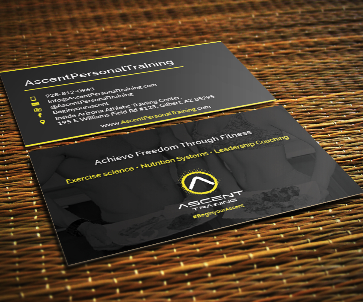 Business Card Design by Saumin Bhavsar for Ascent Personal Training | Design #14819707