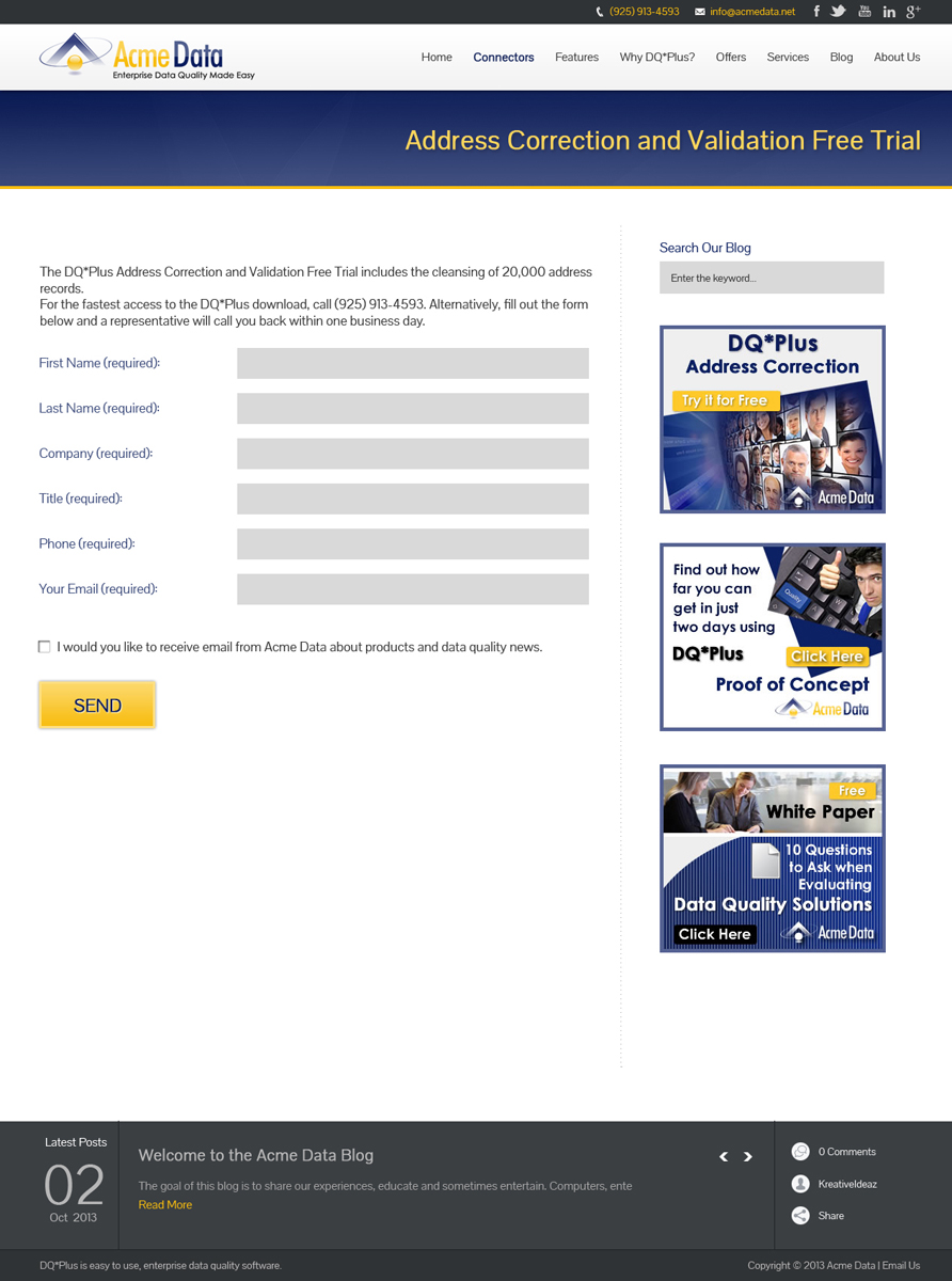 Landing Page-Design von Kreative Ideaz für Acme Data | Design #2732208