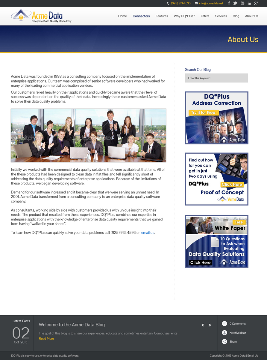 Diseño de Página de Aterrizaje por Kreative Ideaz para Acme Data | Diseño #2732231