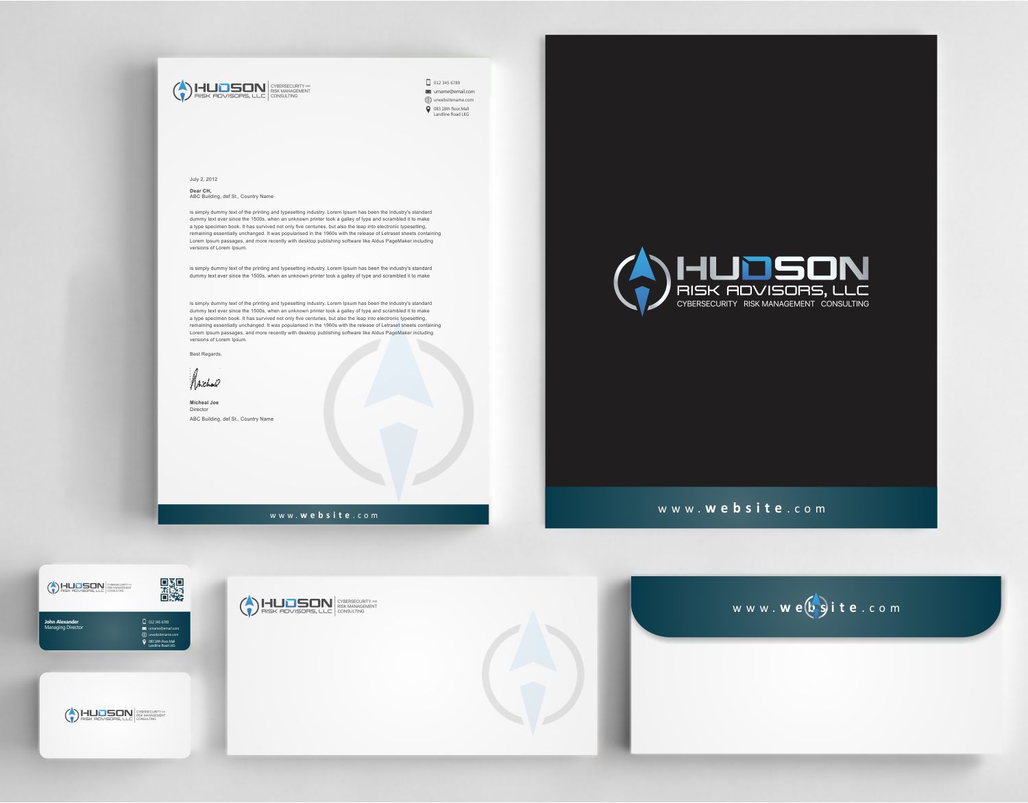 Diseño de Papelería por AwsomeD para Hudson Risk Advisoirs, LLC | Diseño #14866764