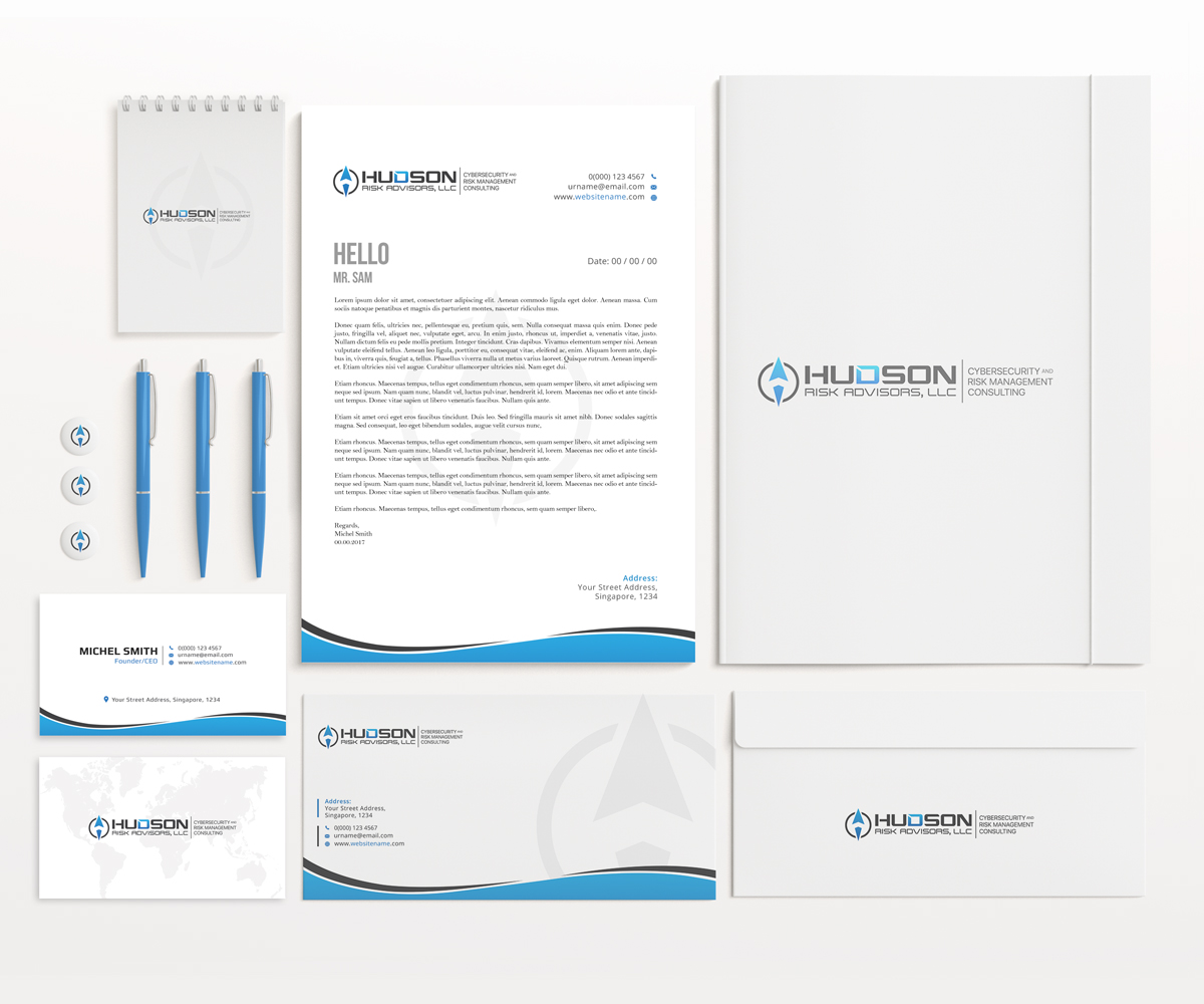 Stationery Design by Graphic Flame for Hudson Risk Advisoirs, LLC | Design #14867874