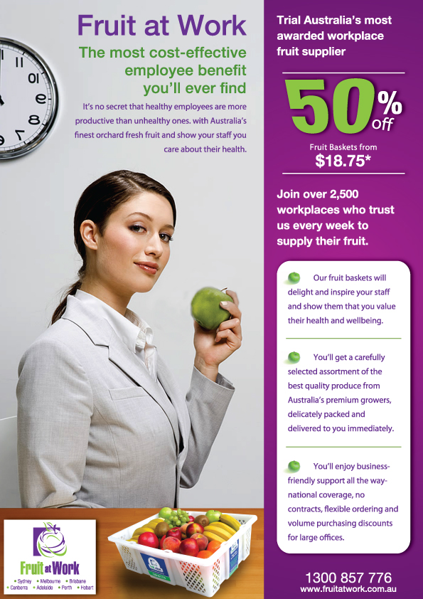 Advertisement Design by LogoDesigns.ae for Fruit at Work Pty Ltd | Design #37095