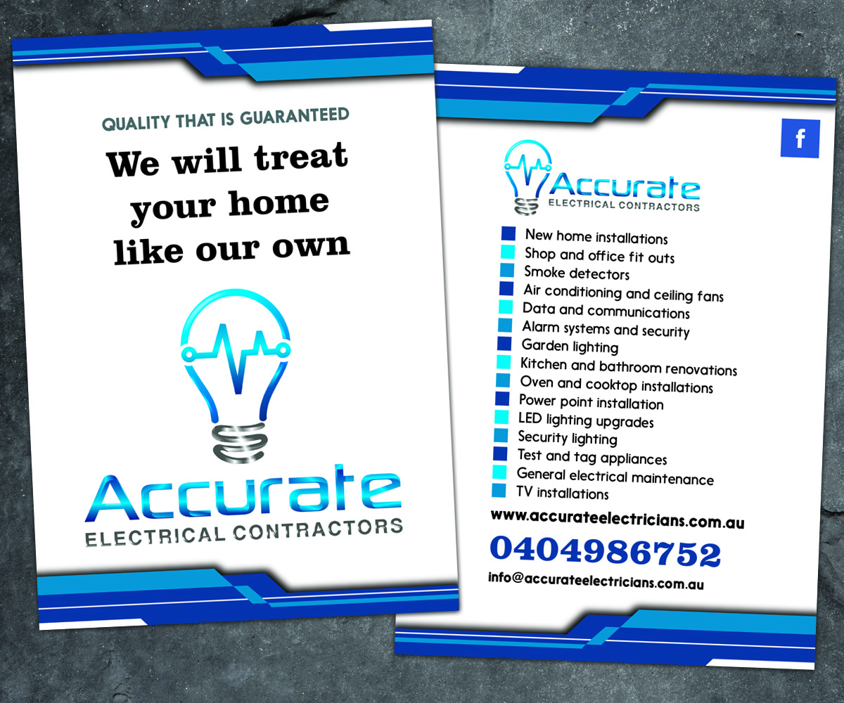 Flyer Design by Purple plasma for Accurate Electrical Contractors  | Design #14884826