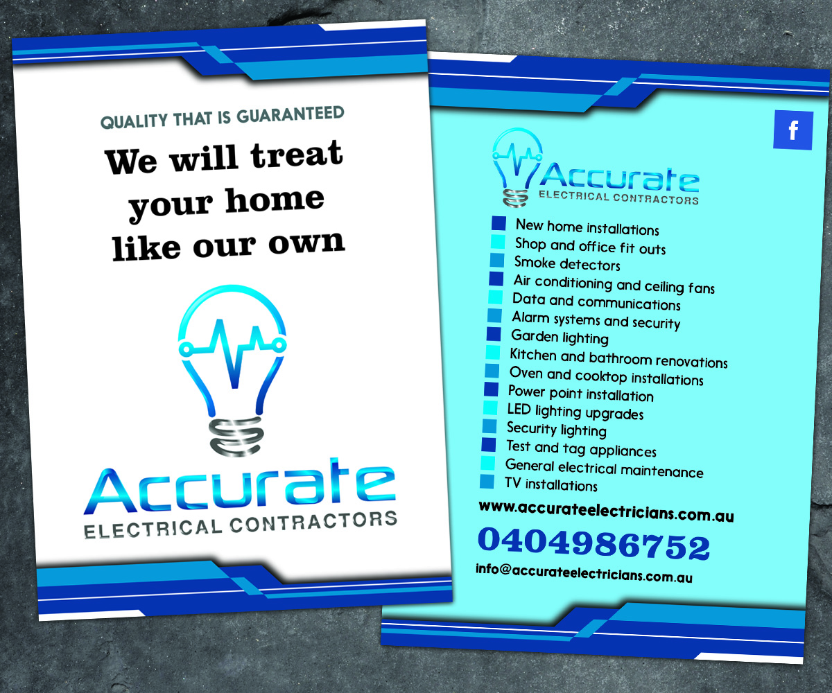 Diseño de Flyer por Purple plasma para Accurate Electrical Contractors  | Diseño #14884835