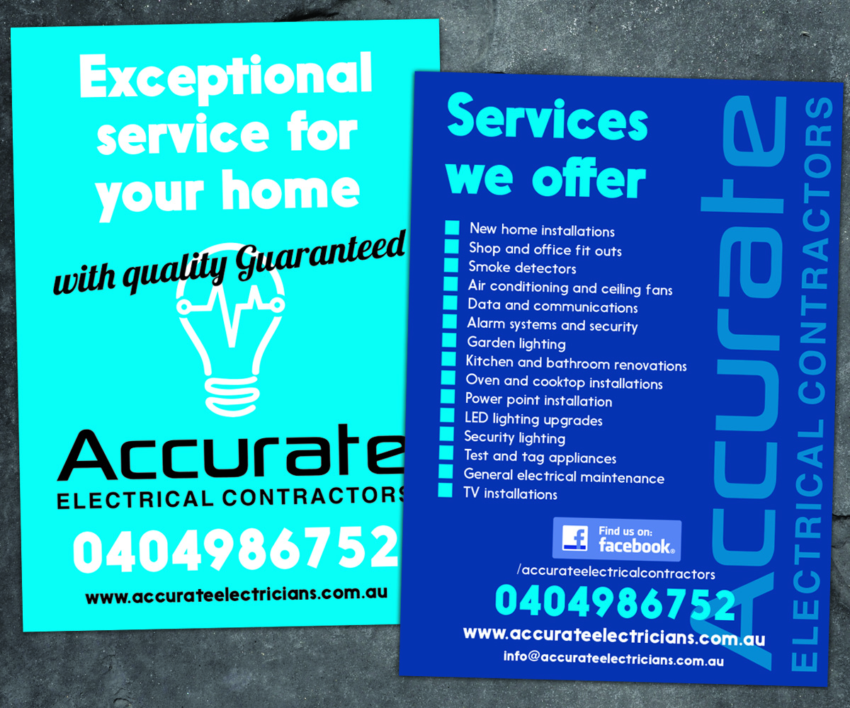 Flyer Design by Purple plasma for Accurate Electrical Contractors  | Design #14884839
