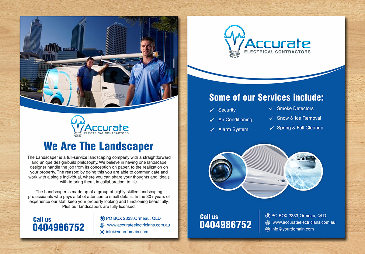 Design de Flyer par ecorokerz pour Accurate Electrical Contractors  | Design #14888583