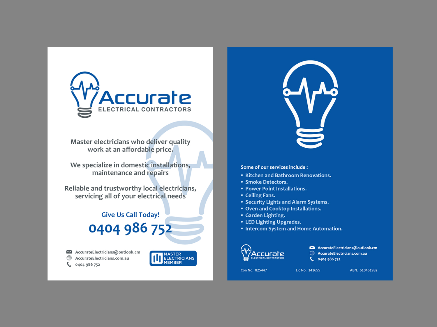 Flyer Design by Abiyoso28 for Accurate Electrical Contractors  | Design #15024249