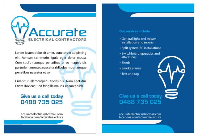Flyer Design by Buechler for Accurate Electrical Contractors  | Design #14901170
