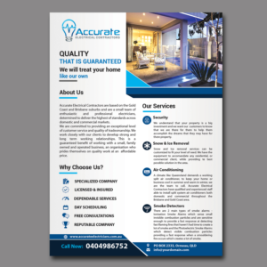 Design de Flyer par shreemoieesaha92 pour Accurate Electrical Contractors  | Design #14912998