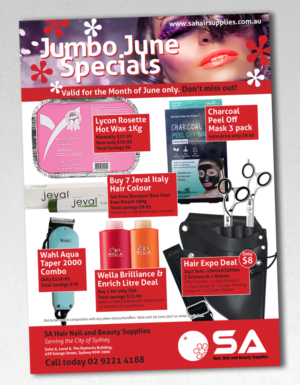Hair and Beauty wholesaler Monthly Sales/Specials Flyer for the month of June  | Flyer Design by andrew3344