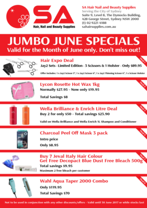 Hair and Beauty wholesaler Monthly Sales/Specials Flyer for the month of June  | Flyer Design by Abiyoso28
