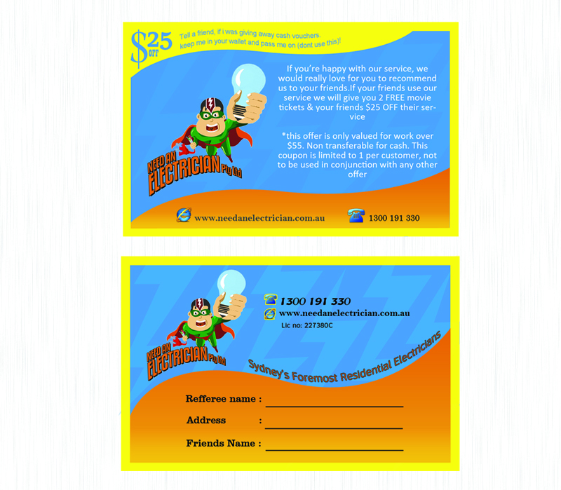 Business Card Design by rookie for Need An Electrician Pty Ltd | Design #567928