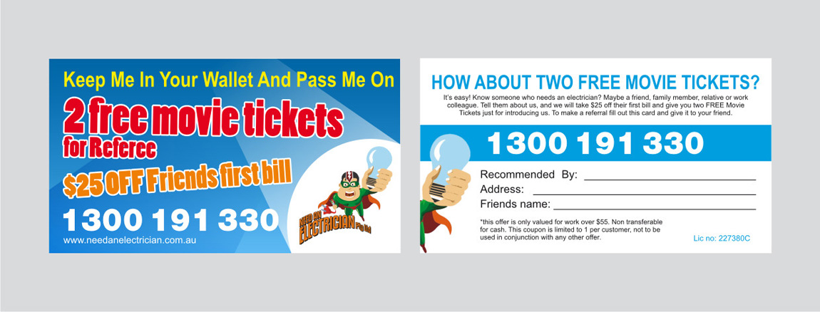 Business Card Design by Atvento Graphics for Need An Electrician Pty Ltd | Design #574883