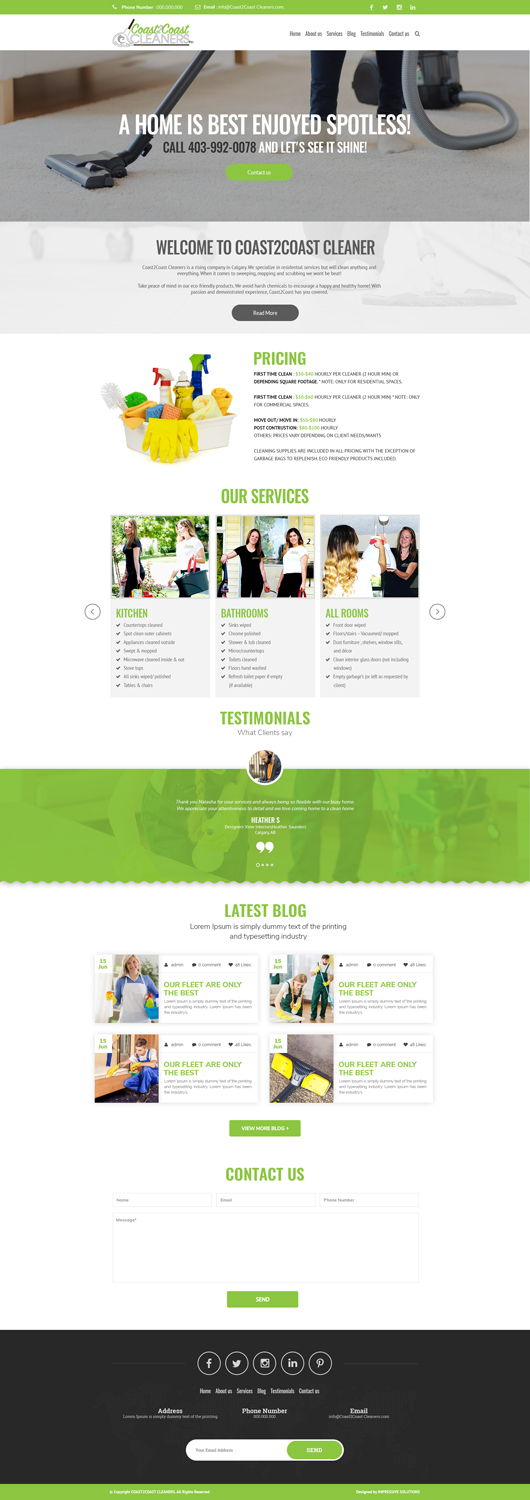 Web Design by Impressive Solutions for Coast2coast cleaners inc | Design #14954481