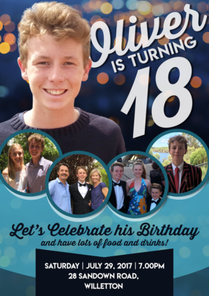 Birthday Party Invitation for Oliver's 18th Birthday Party