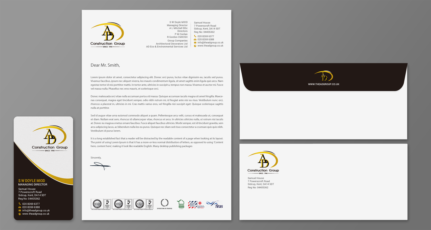 Stationery Design by chandrayaan.creative for AD Construction Group | Design #14964550
