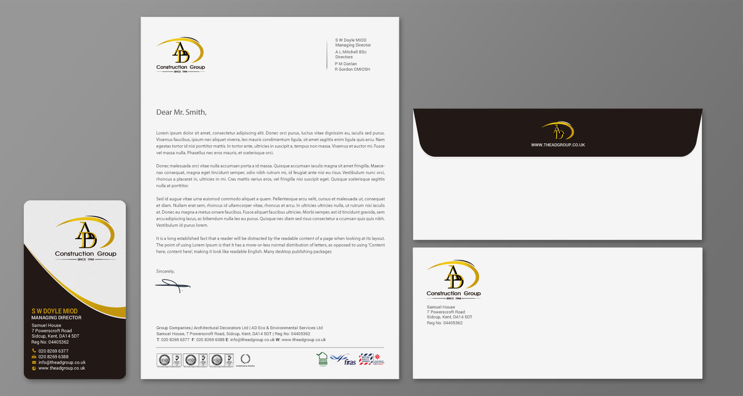 Stationery Design by chandrayaan.creative for AD Construction Group | Design #14965963