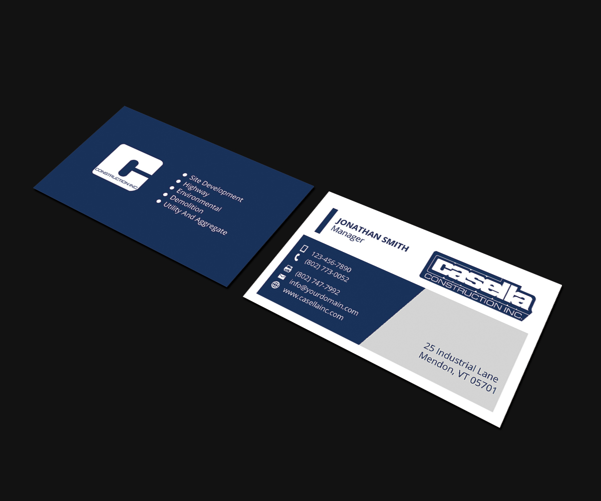 Design de Carte de Visite par JK18 pour Casella Construction | Design #14944865