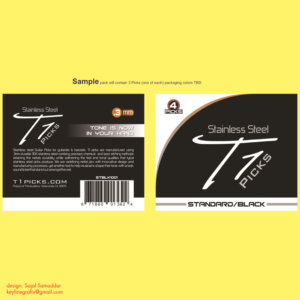 T1 Picks  High Quality Stainless Steel Professional Guitar Picks | Design Emballage par Sajal Samaddar