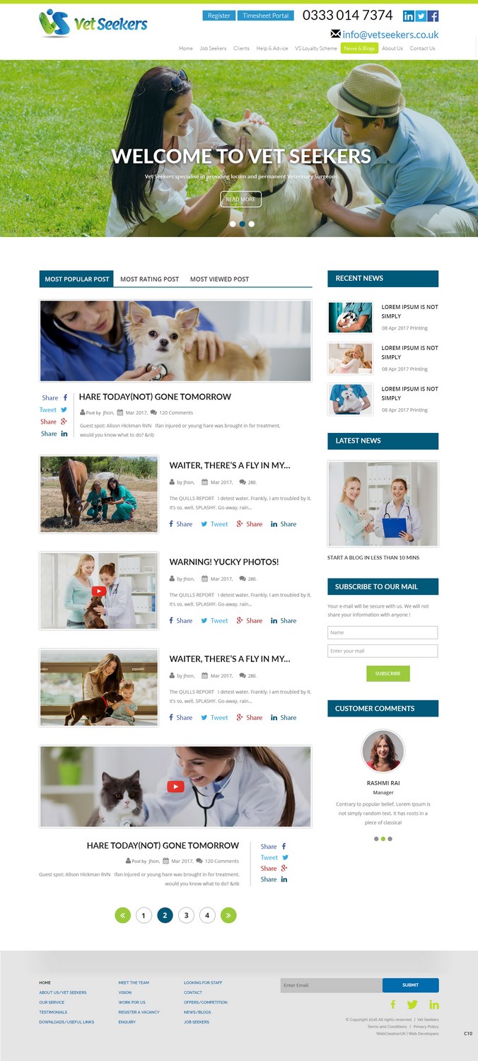 Web Design by pb for Vet Seekers Ltd | Design #15067900