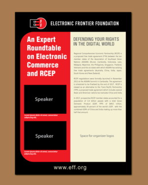 Flier for digital rights event targetting RCEP trade negotiators | Diseño de Flyer por meet007