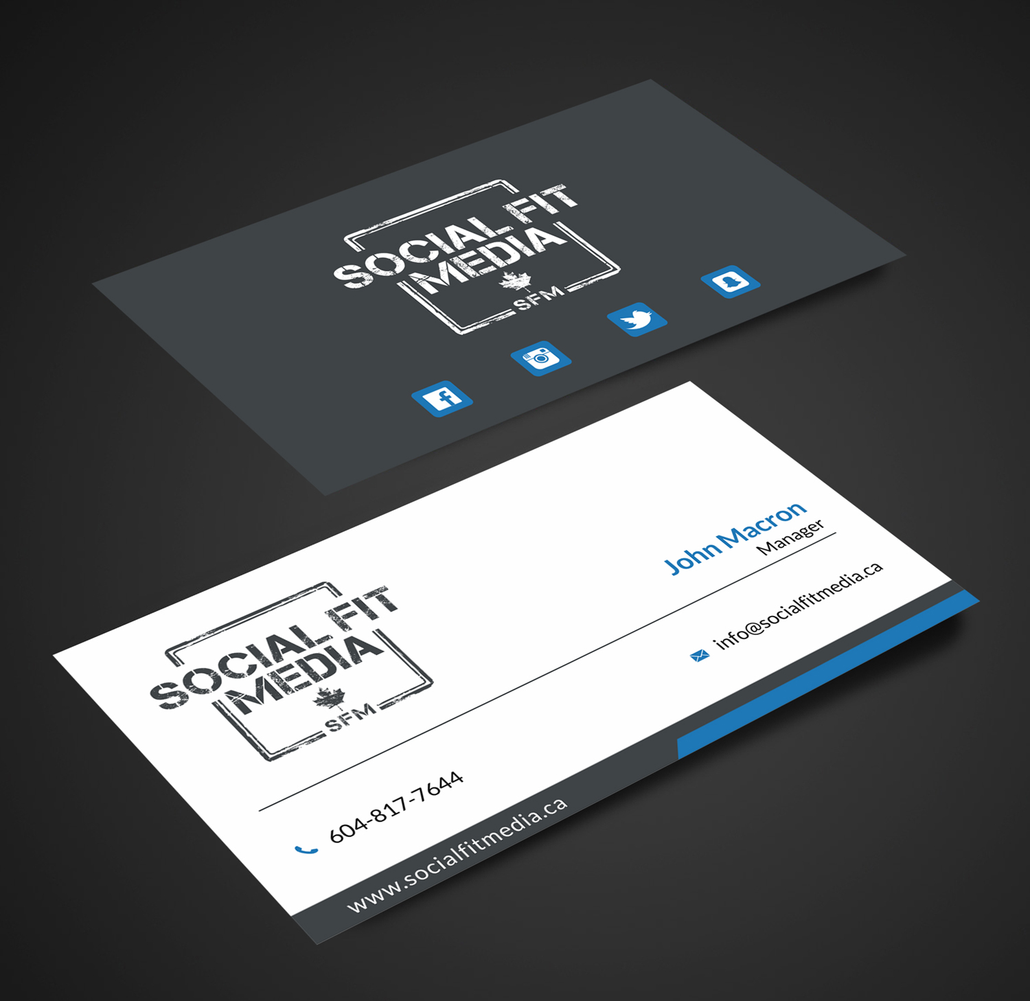 Business Card Design by SKYdesign for Social Fit Media | Design #14945972