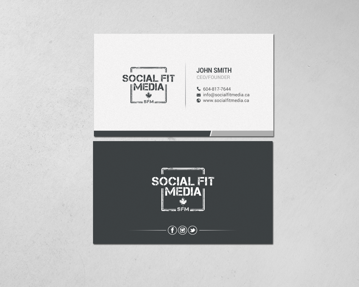 Diseño de Tarjeta de Presentación por chandrayaan.creative para Social Fit Media | Diseño #14921784