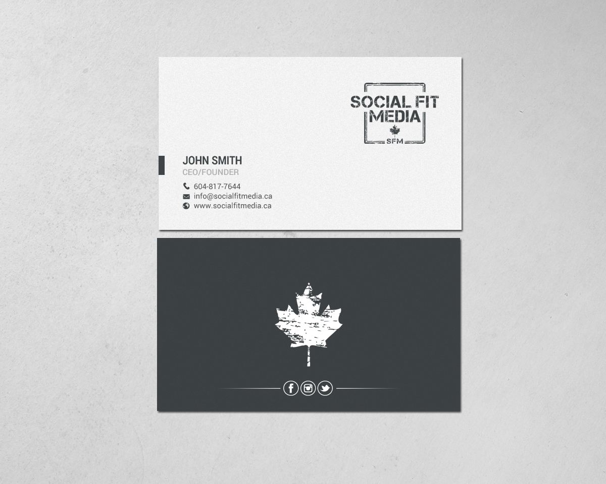 Diseño de Tarjeta de Presentación por chandrayaan.creative para Social Fit Media | Diseño #14921801