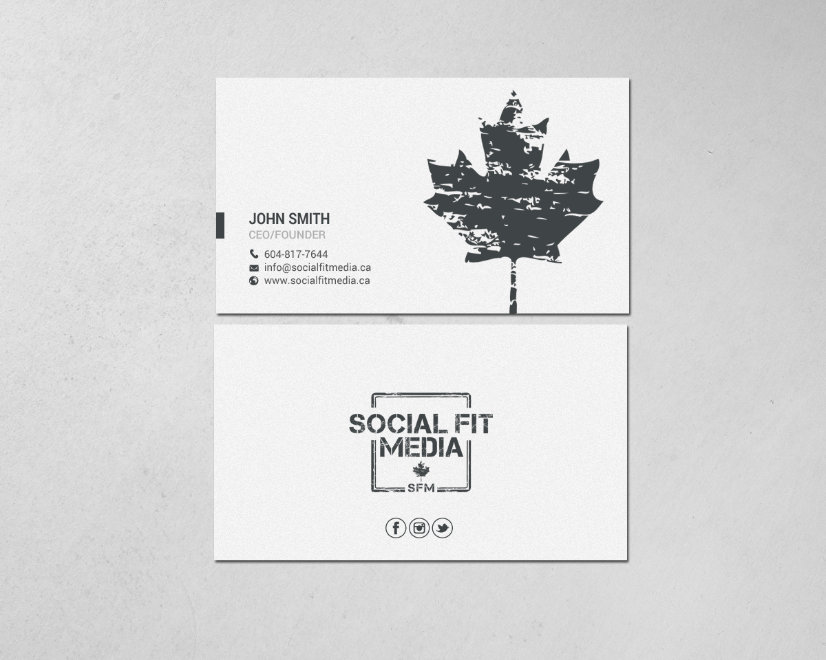 Diseño de Tarjeta de Presentación por chandrayaan.creative para Social Fit Media | Diseño #14921802