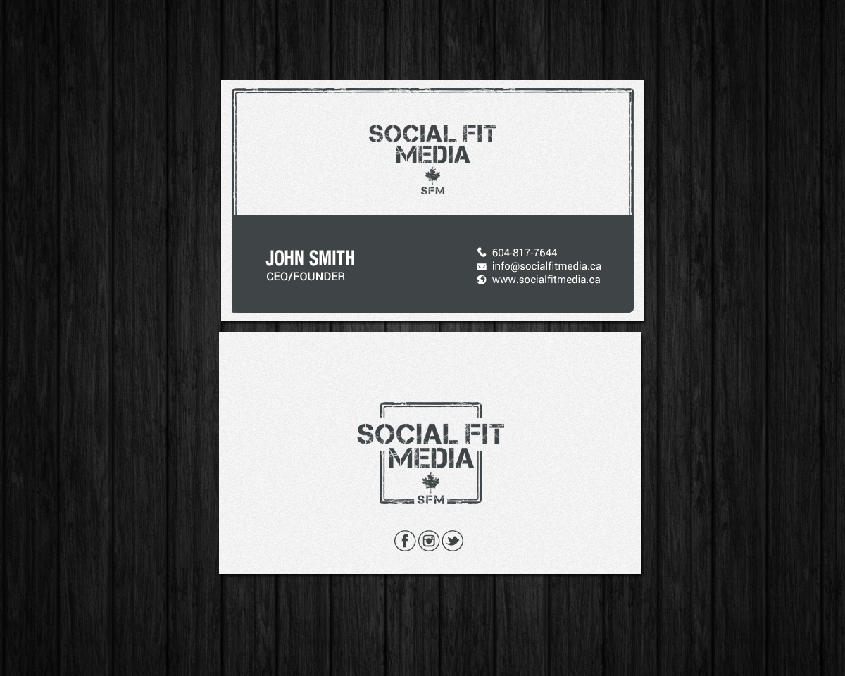 Diseño de Tarjeta de Presentación por chandrayaan.creative para Social Fit Media | Diseño #14921838