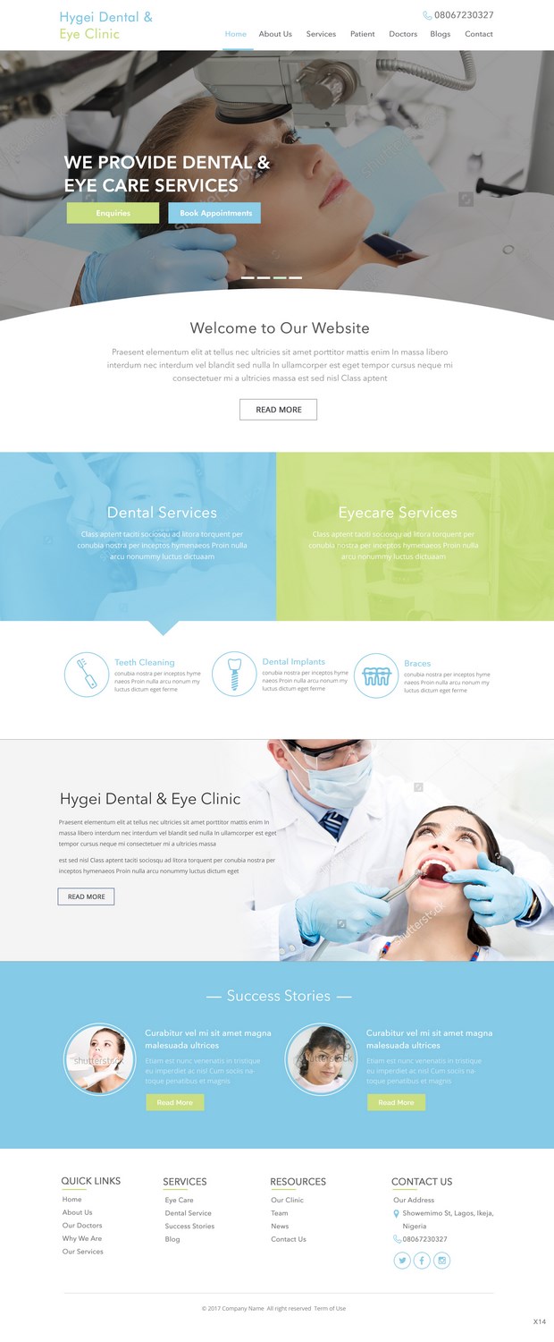 Web Design par pb pour Hygei Dental and Eye Clinic | Design #14923421