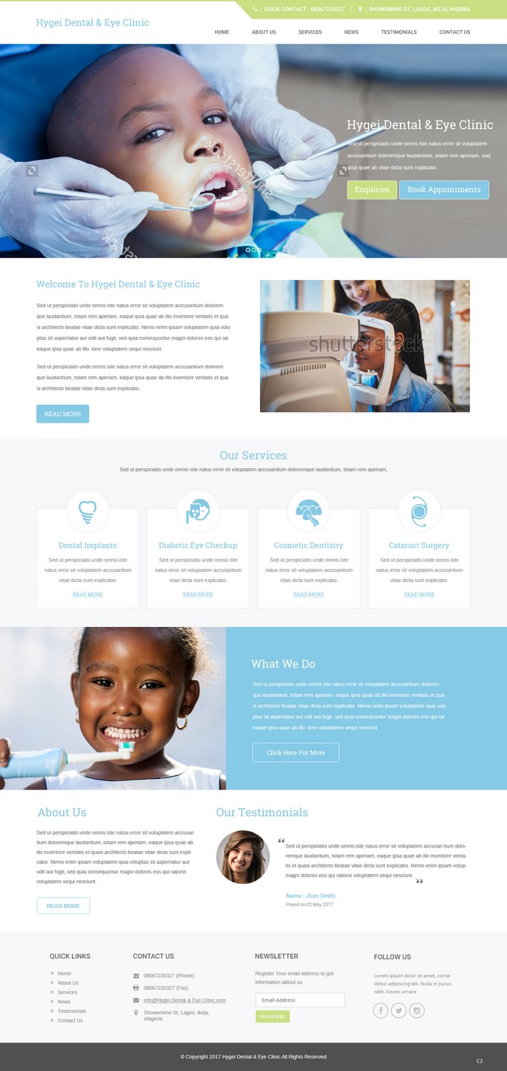Web-Design von pb für Hygei Dental and Eye Clinic | Design #14955436
