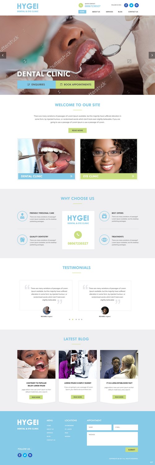 Diseño Web por pb para Hygei Dental and Eye Clinic | Diseño #14970170