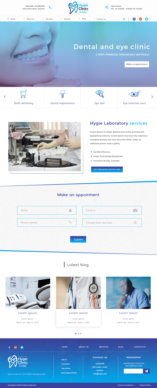 Web Design by deskdesigner9 for Hygei Dental and Eye Clinic | Design #15008008
