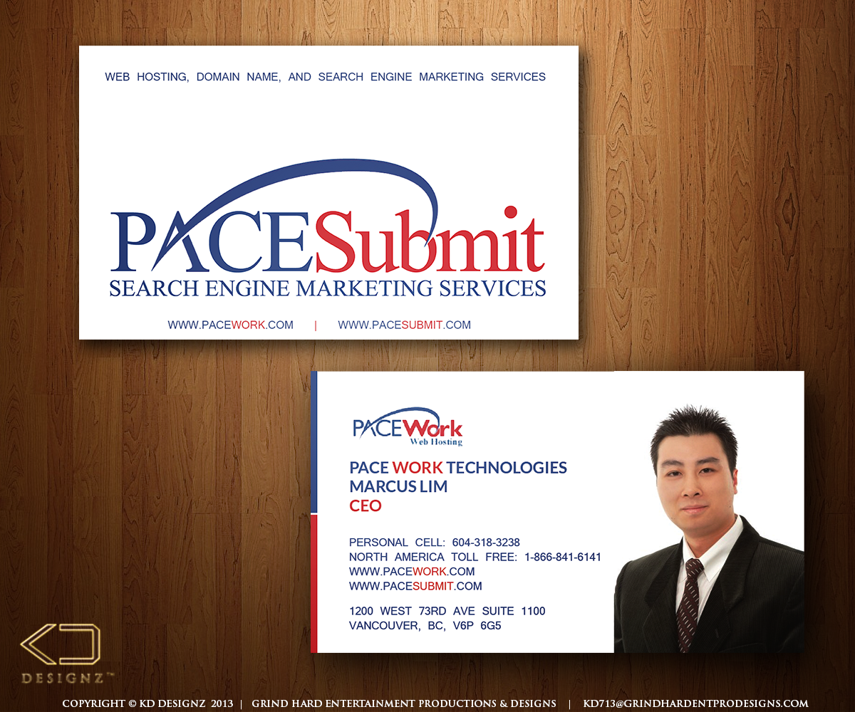 Design de Carte de Visite par KD Designz pour Pace Work Technologies Web Hosting Inc. | Design #2553078