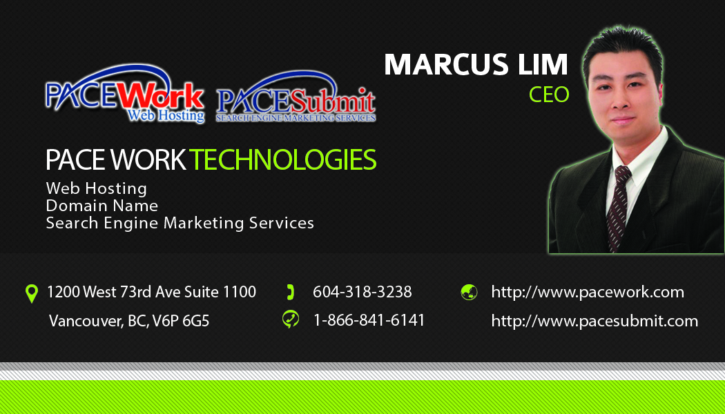 Diseño de Tarjeta de Presentación por NovaGraphicz para Pace Work Technologies Web Hosting Inc. | Diseño #2554503
