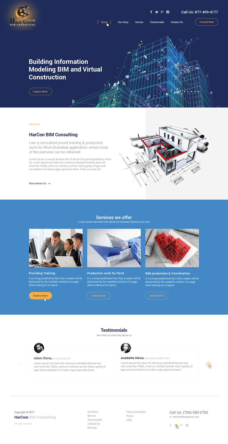 Web Design by Ved Web Services for Harcon BIM Consulting | Design #14967421