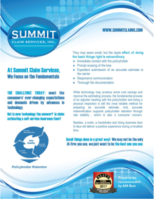 Design de Flyer par citygirl17 pour Summit Claim Services, Inc. | Design #14978018