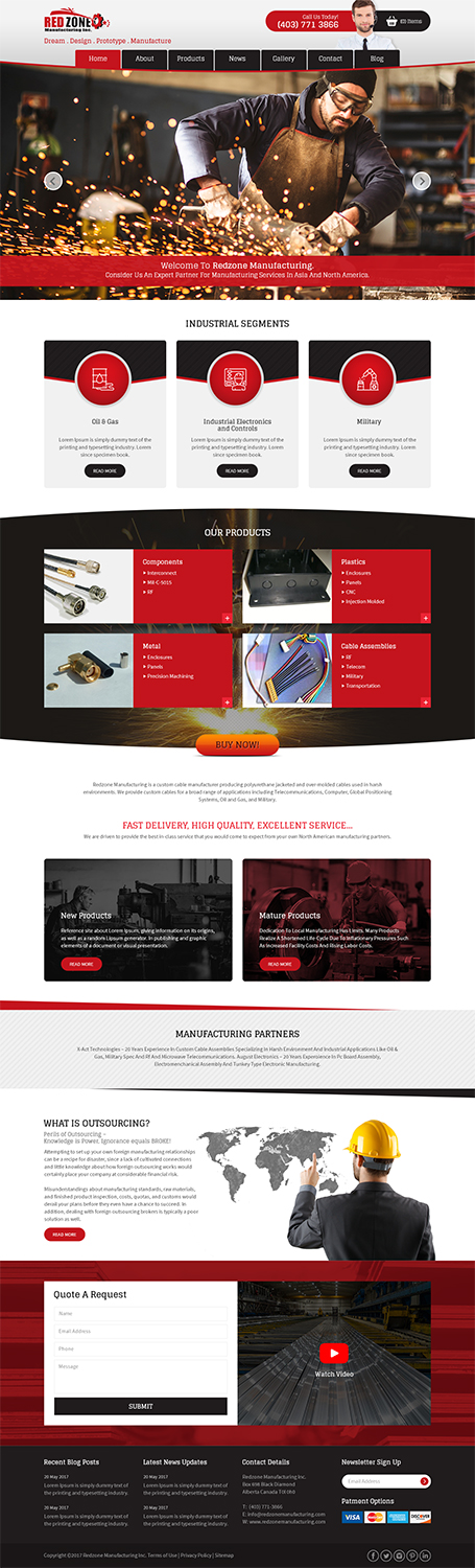 Web Design by RupalTechno for Redzone Manufacturing | Design #15043073