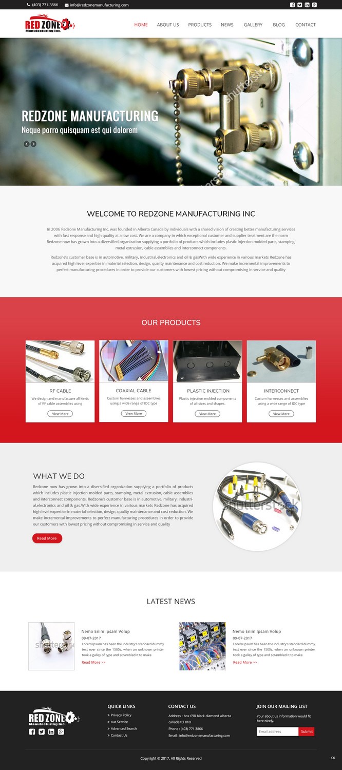 Web Design by pb for Redzone Manufacturing | Design #14981166