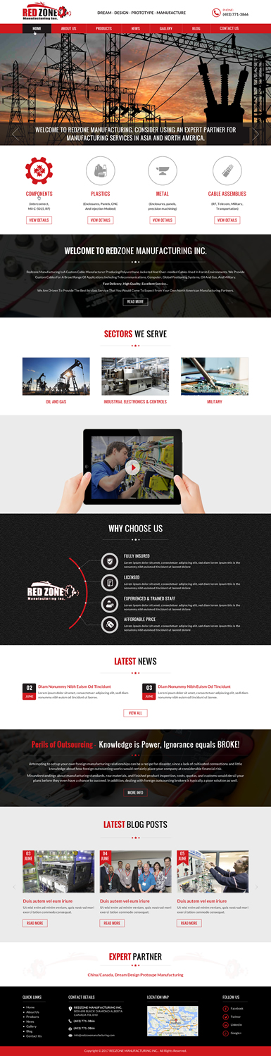 Web Design par Sbss pour Redzone Manufacturing | Design #15077784