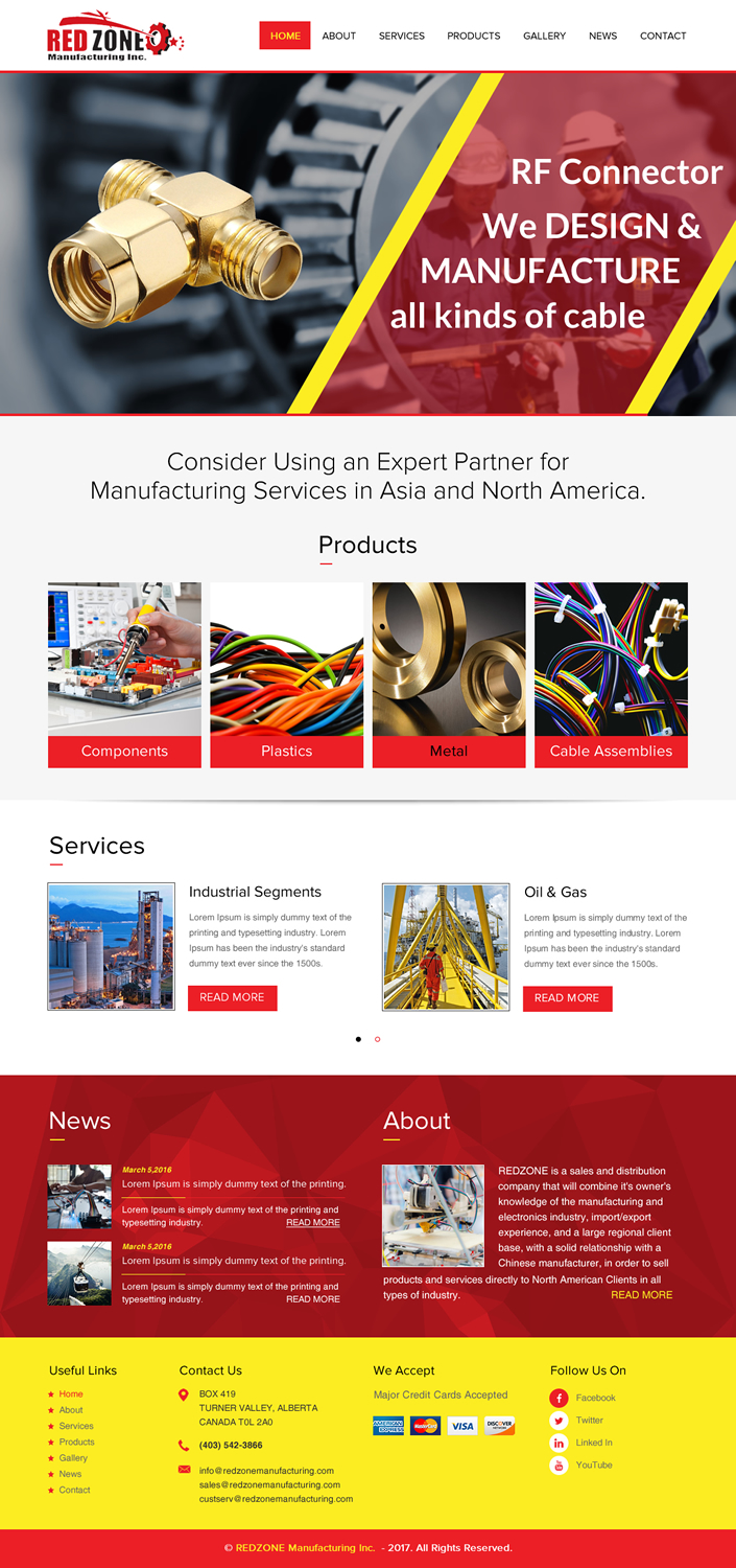 Web Design by rightway for Redzone Manufacturing | Design #14984817
